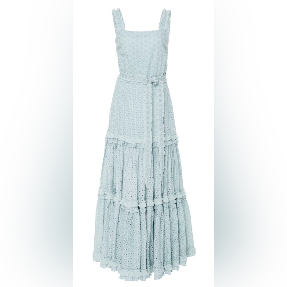 Alexis Sage Green 'Milada' Ruffled Broderie Anglaise Maxi Dress, size Small